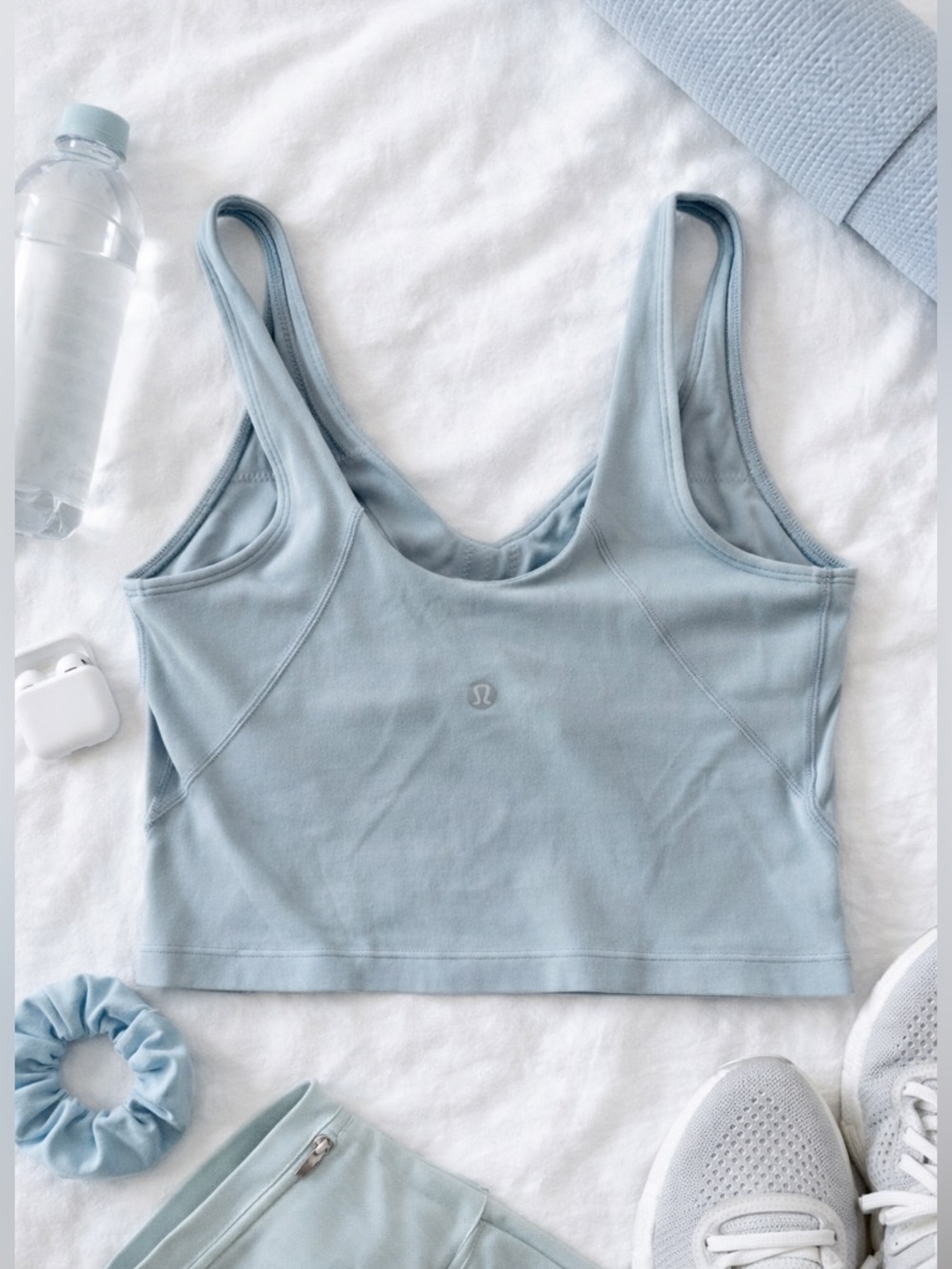 Lululemon Sports Bra Crop Tank Grey Sage/Light Blue Size 4 - Picture 1 of 6